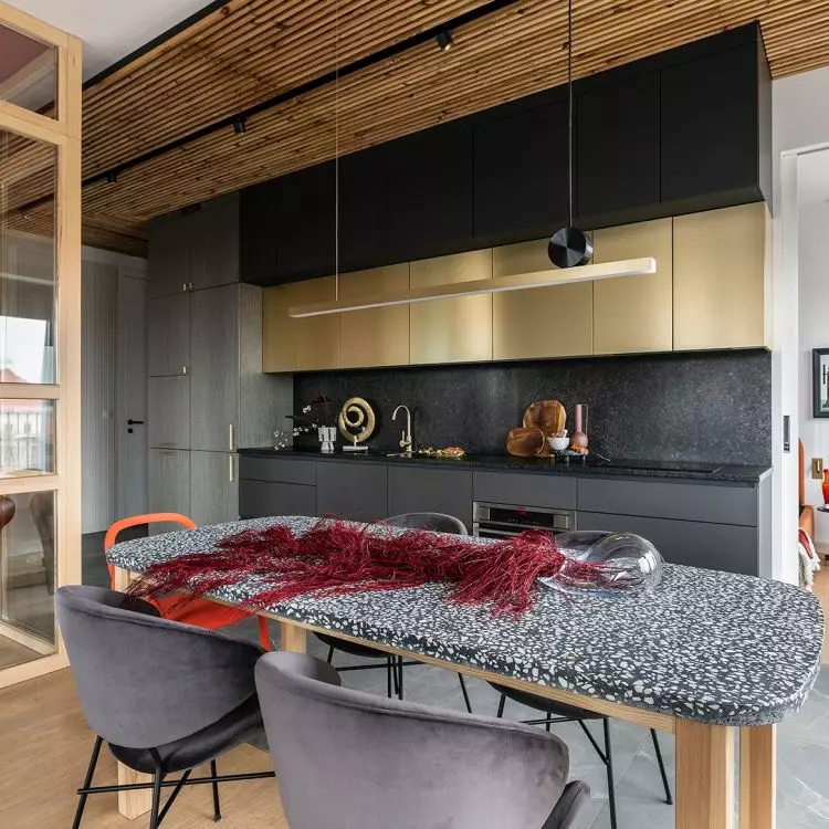To gain additional storage space, the entrance to the bedroom was moved near the living room
