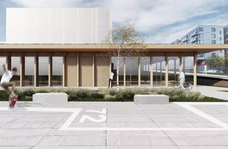 View of the entrance area of the building
