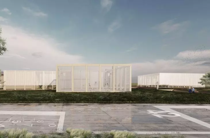 Community HUB project, view from the elevation of the site 
