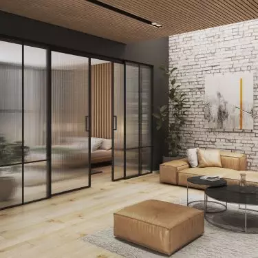 Sliding doors will easily separate zones in the apartment