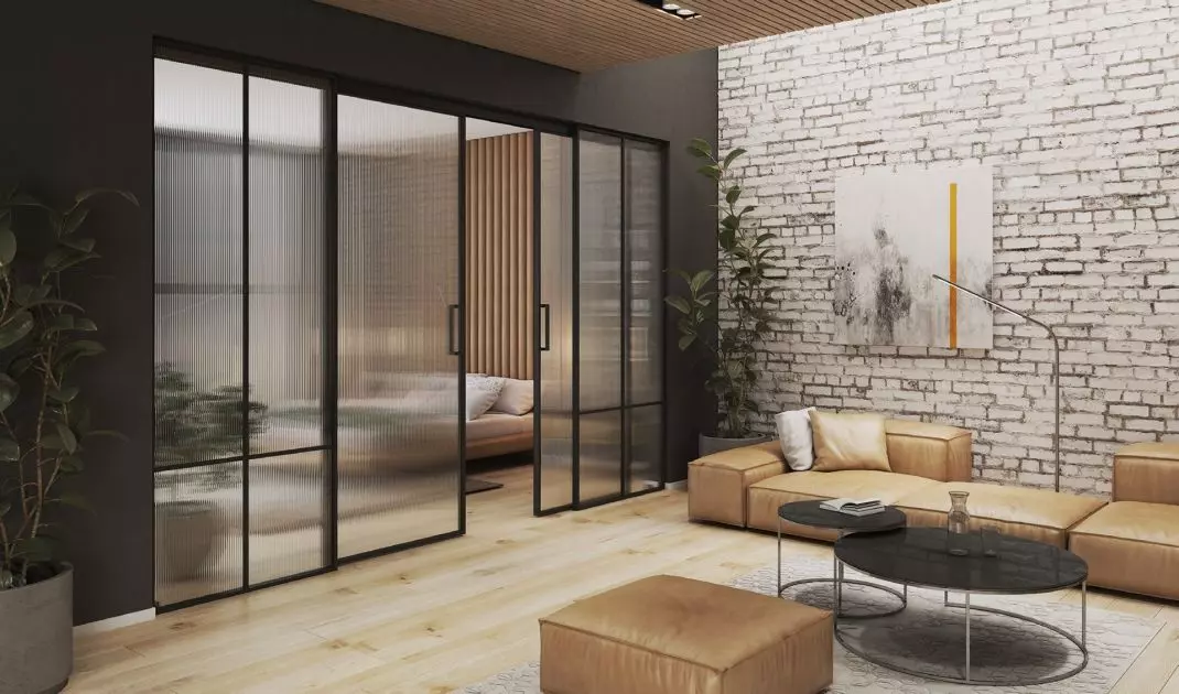 Sliding doors will easily separate zones in the apartment