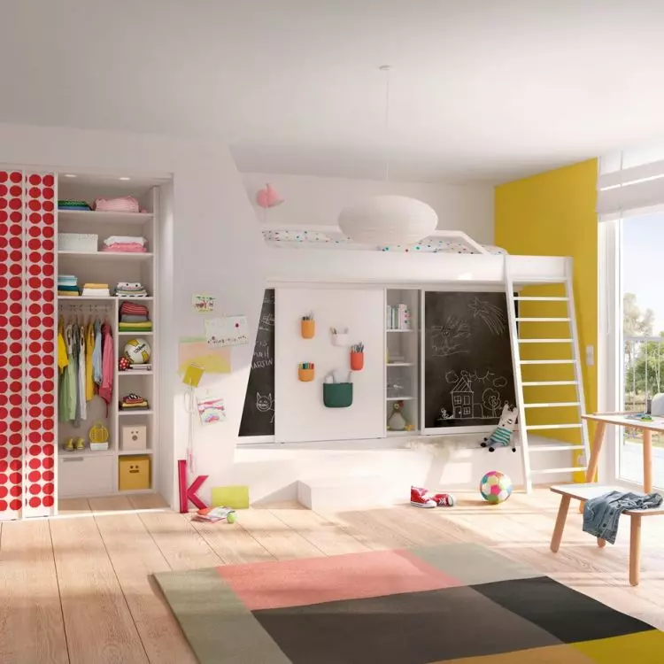 Children's room with built-in closet