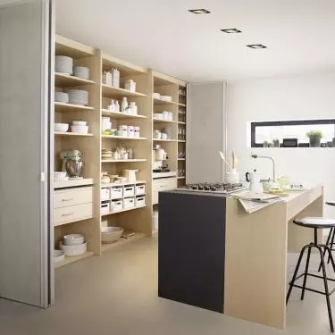 Sliding doors in the kitchen will reduce the spread of odors and noise