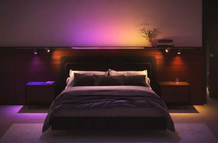 linia Philips Hue Perifo w sypialni