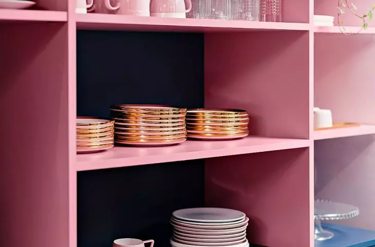 pink shelves in the confectionery