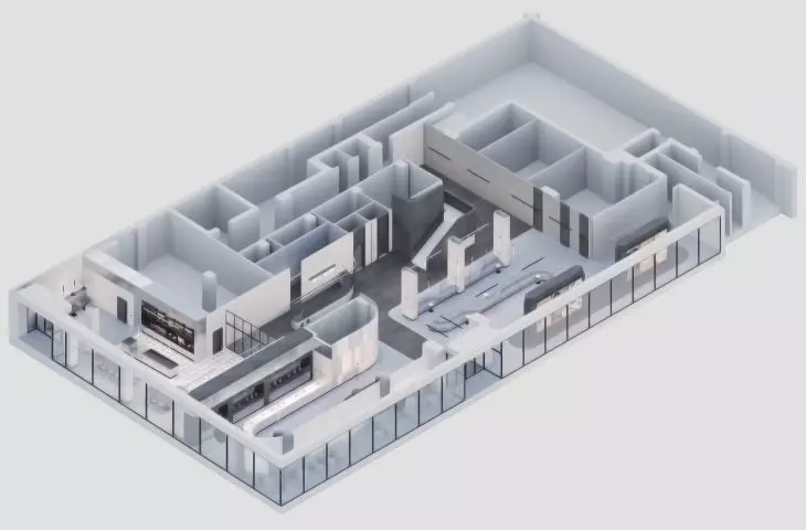 Projekt BLOM, aksonometria parteru