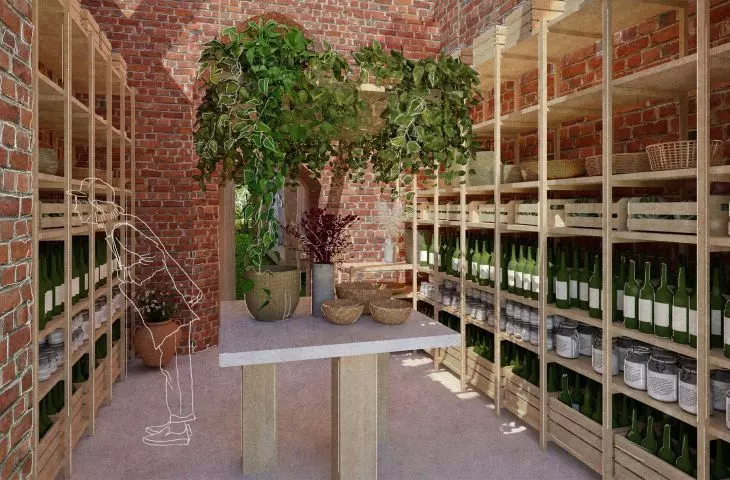 Interior of the porch turned into a store