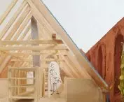 The structure of the building is wooden, mock-up