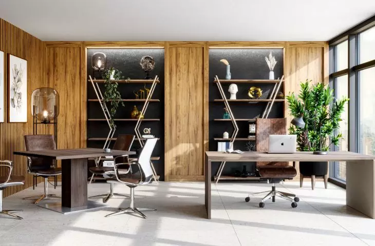 Toris desk with Fineze table and bookcases  