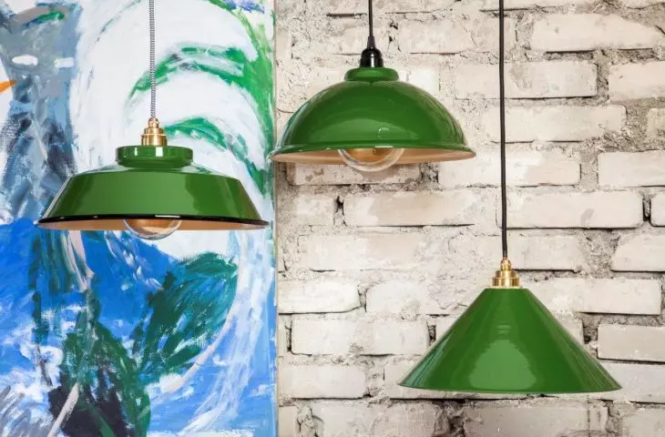 green enamel lamps