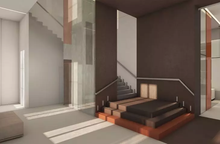 Parter wraz z ciekiem wodnym w projektowanym budynku