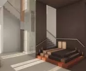Parter wraz z ciekiem wodnym w projektowanym budynku