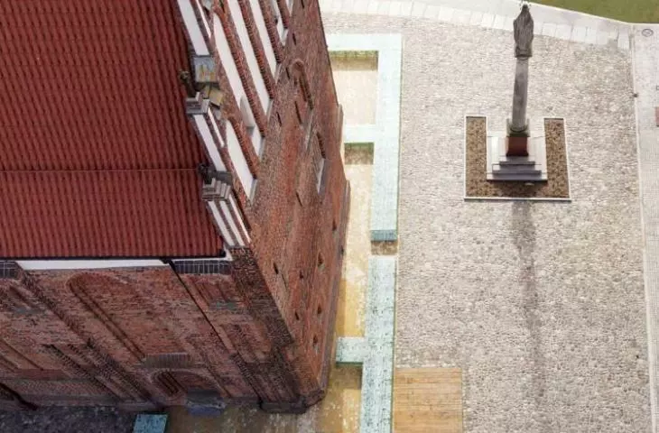 A rendering of the walls of the palatium of Mieszko I in Poznan, designed by J.P. Wozny  