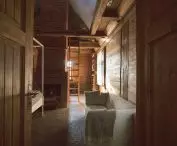 cozy wood reigns in the interior