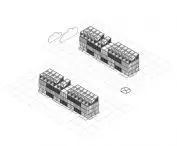 axonometry of a modular housing facility