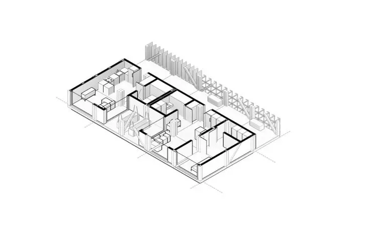 axonometry of residential module A and B