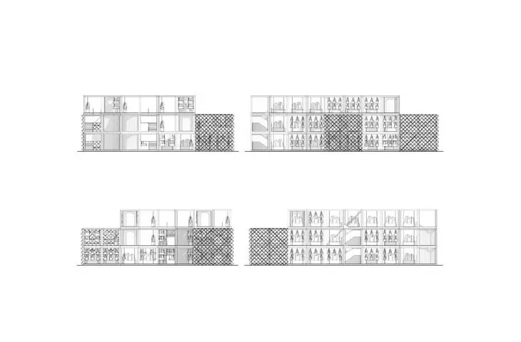 elevations of a modular vertical garden facility