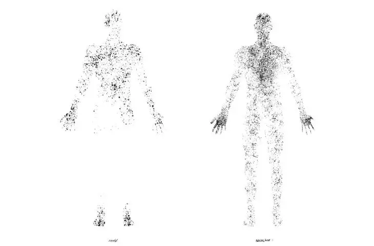 Emotion atlas, happiness and anger; illustration based on Prof. Lauri Nummenmaa's emotion maps