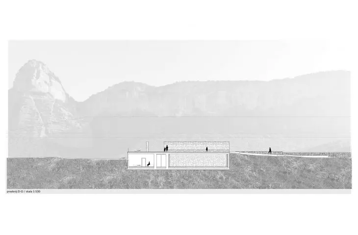 Cultural heritage interpretation center project, longitudinal cross section