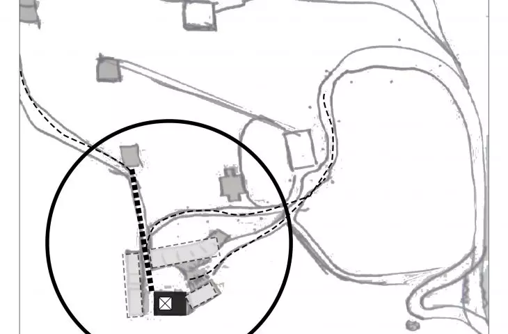 Diagram according to the sketch of a resident of the flooded village