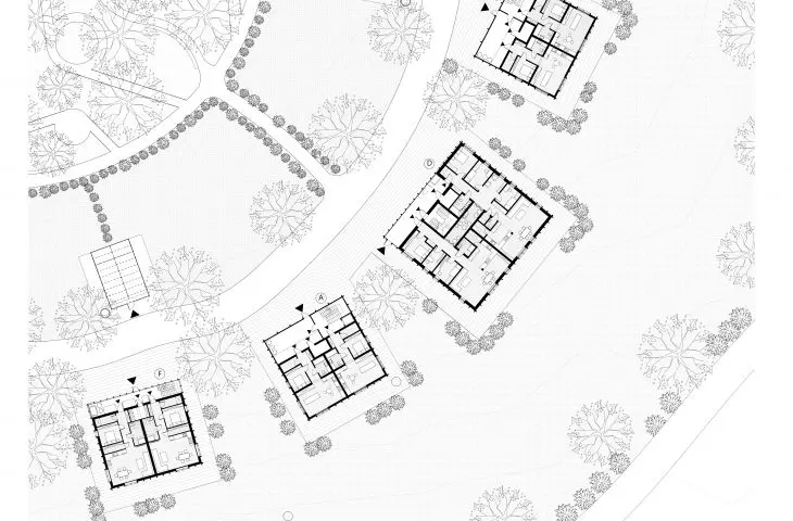 Projekt Re-Wood Housing, fragment rzutu wioski