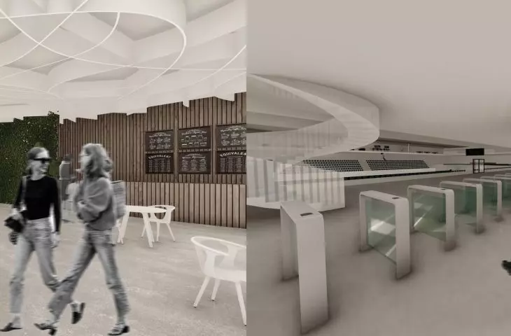 Restauracja i główne wejście wraz z bramkami