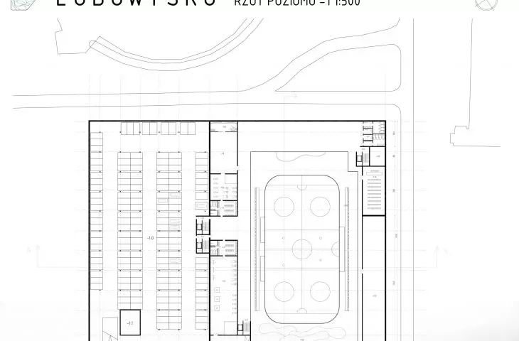 Projekt lodowiska w Opolu, rzut poziomu -1.