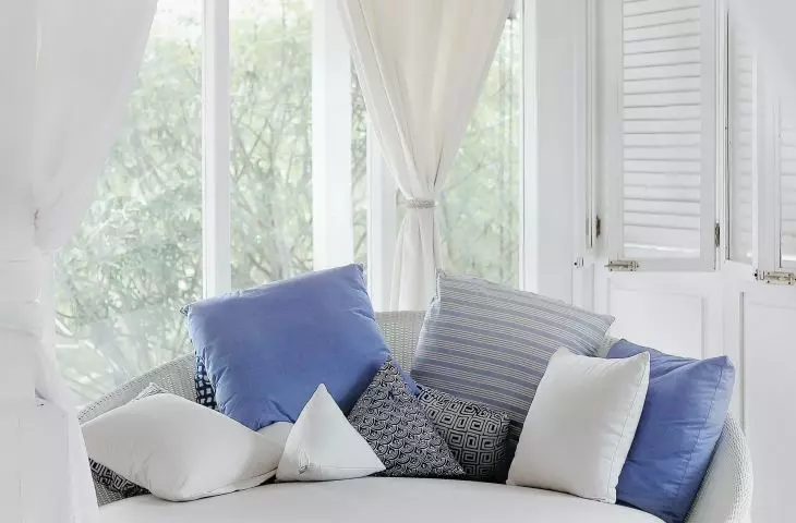 Interior with predominantly white