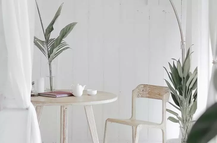 Interior with predominantly white