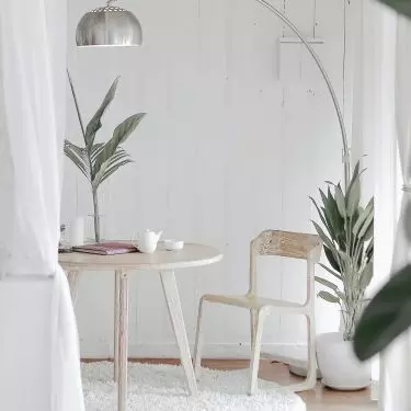 Interior with predominantly white