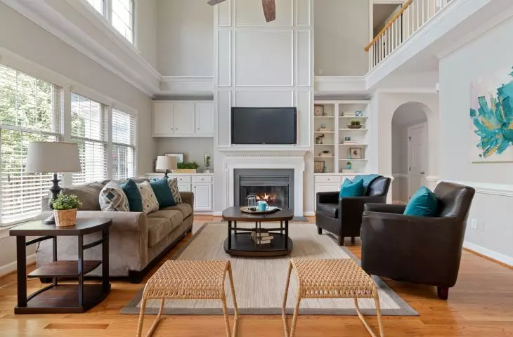 Interior with predominantly white