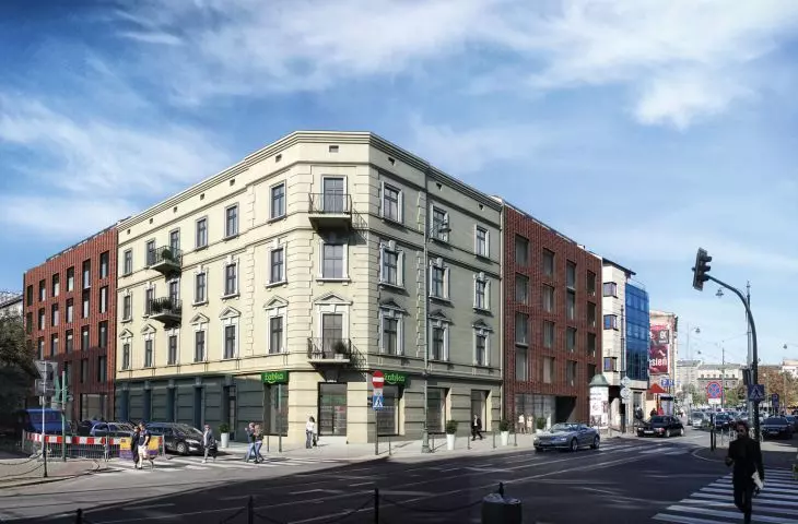 Hotel z częścią handlową przy ulicy Długiej i Szlak w Krakowie
