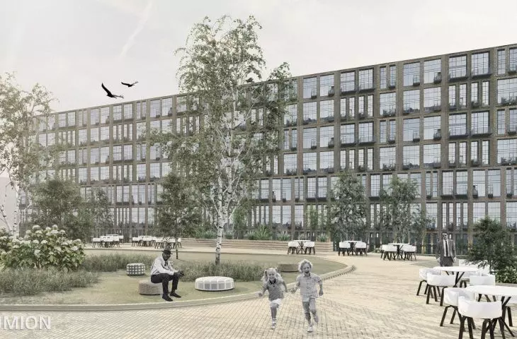 The plaza, along with a wooden platform, is located in each of the residential quarters