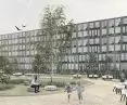 Plac wraz z drewnianym podestem znajduje się w każdym z kwartałów mieszkalnych