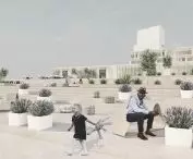 Cascade terraces include meeting and relaxation areas