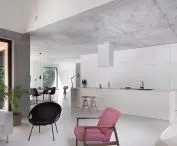 White kitchen blends with the interior