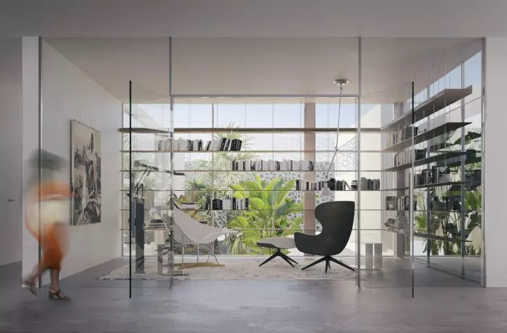 The library is located on the first floor of the villa