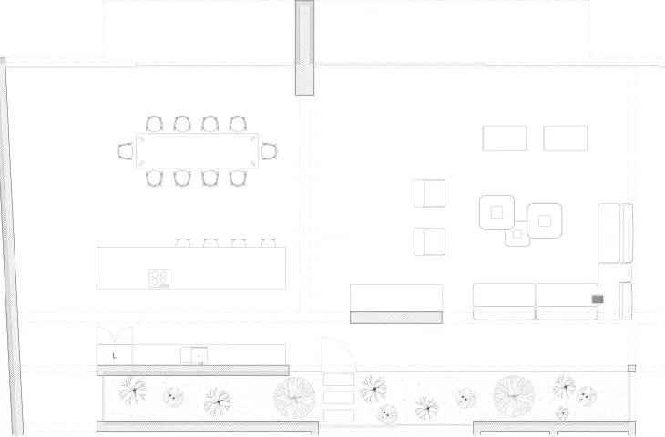Courtyard House project in Dubai, living room floor plan