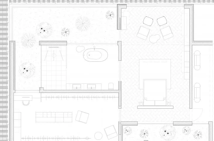 Projekt Courtyard House w Dubaju, rzut sypialni