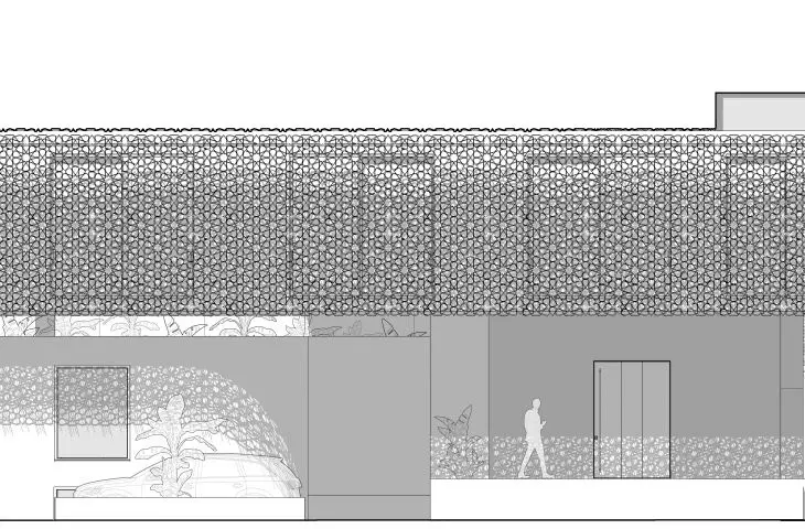 Courtyard House project in Dubai, south elevation 