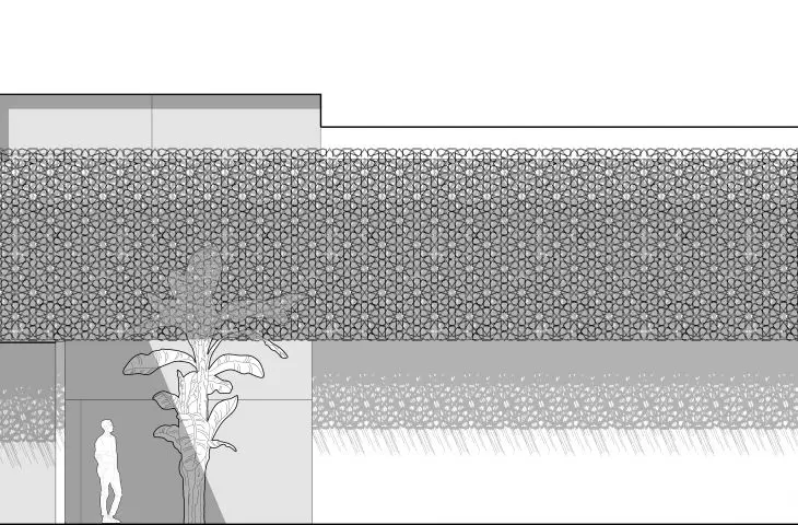 Courtyard House project in Dubai, east elevation