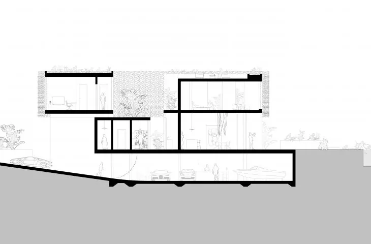 Projekt Courtyard House w Dubaju, przekrój