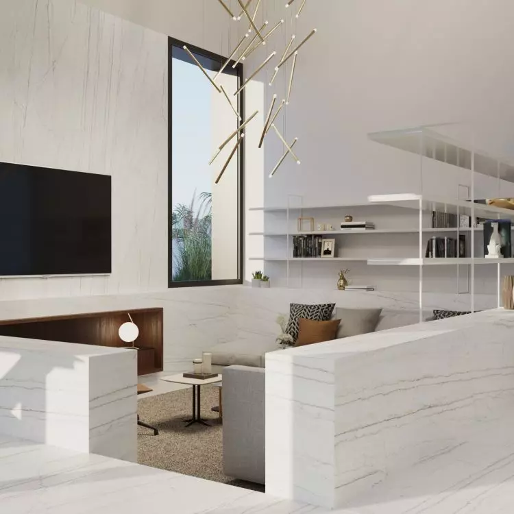Quartz sinter in the living area