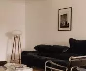 Black velvet sofa
