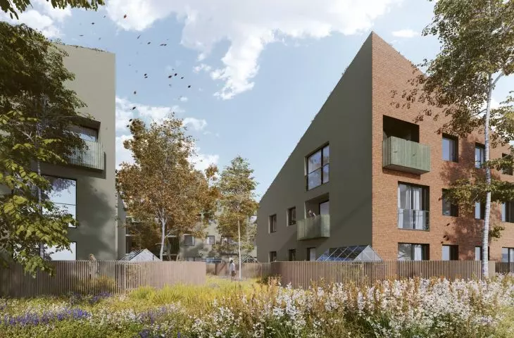 Housing development on a former sugar factory site in Gniezno, visualization, proj. Insomia