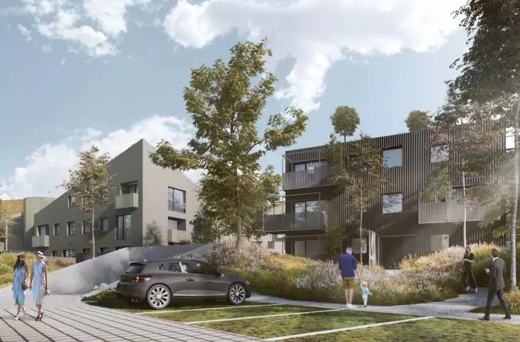 Housing development on a former sugar factory site in Gniezno, visualization, proj. Insomia
