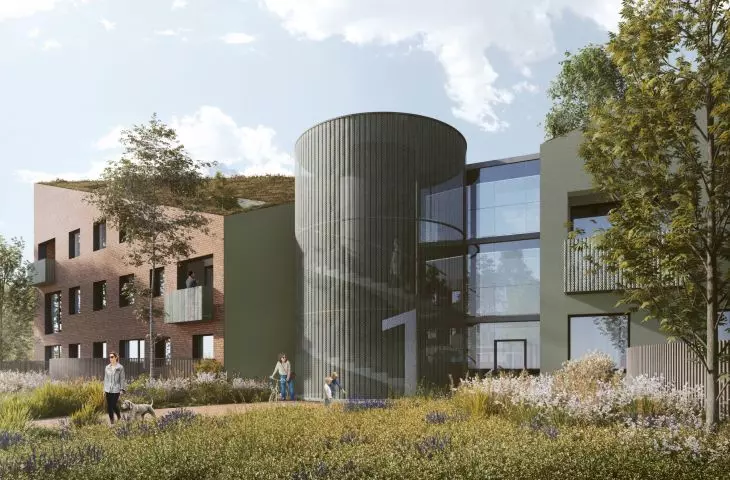 Housing development on a former sugar factory site in Gniezno, visualization, proj. Insomia
