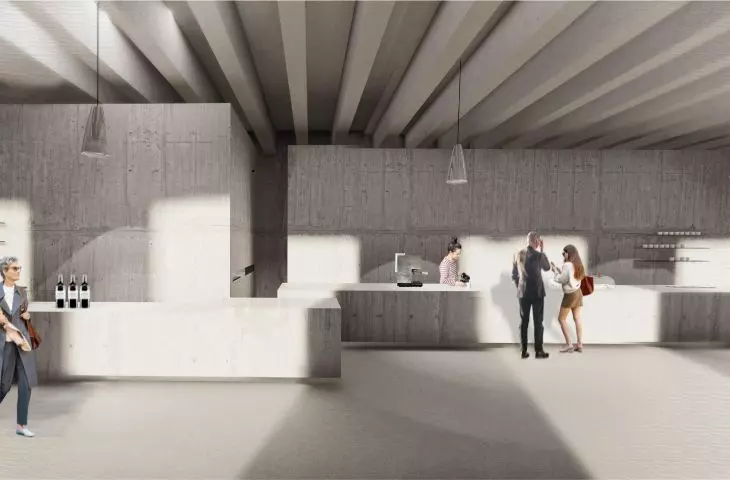 Projekt wnętrz parteru Muzeum Książąt Lubomirskich, punkt informacyjny