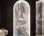 Attention is drawn to the wallpaper in the arc