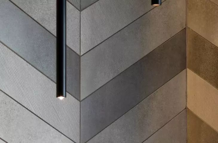 Tiles laid in herringbone pattern